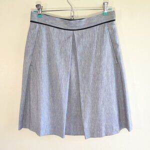 Des Pres Linen Blend Skirt Front Pleat & Pockets Lined Blue  Women's Small